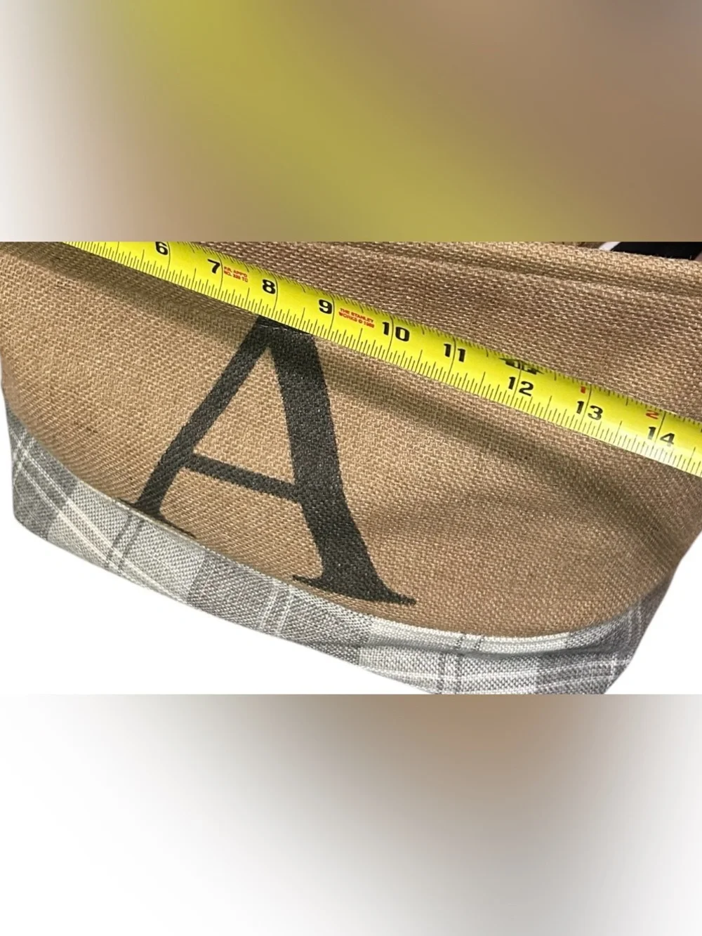 Monogram A Burlap Storage Basket